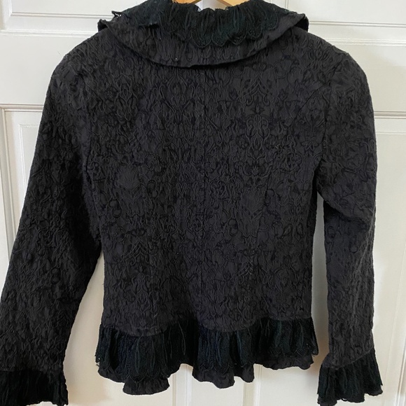 Vintage Style Jacket - Gothic Lace Blazer, Black, Victorian Steampunk Ruffle - Picture 3 of 12